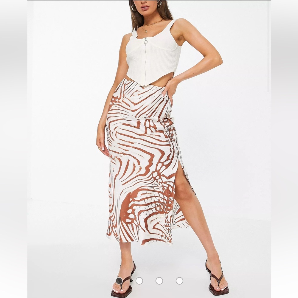 River island satin midi skirt with splits